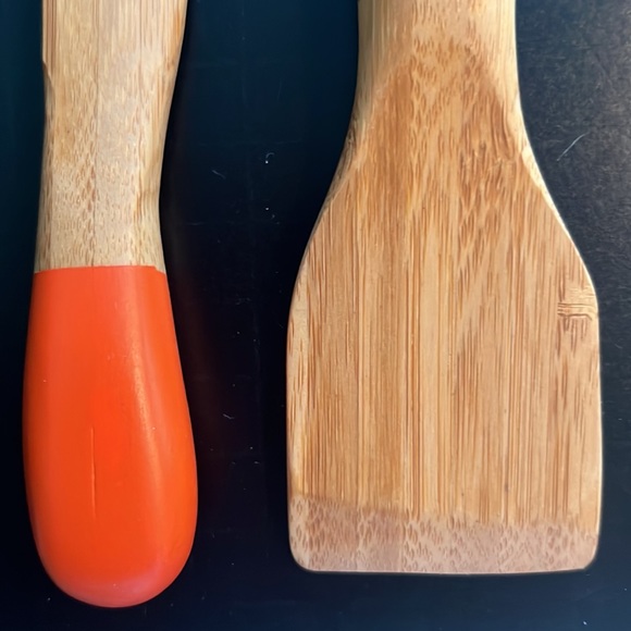 bamboo spreads/server set of 4 with painted handles- NWOT - Picture 5 of 10